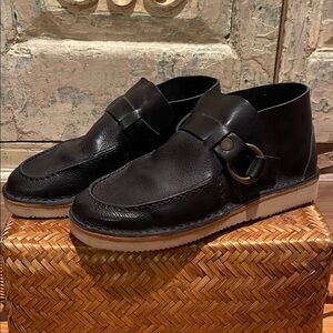 NWT Fracap Buckle Boots /Vegetable-Tanned Leather, Vibram Sole/Black, 41/